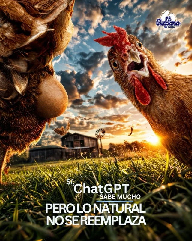 Publicación de El Reparo en Facebook: gallinas en granja, lo natural no se reemplaza